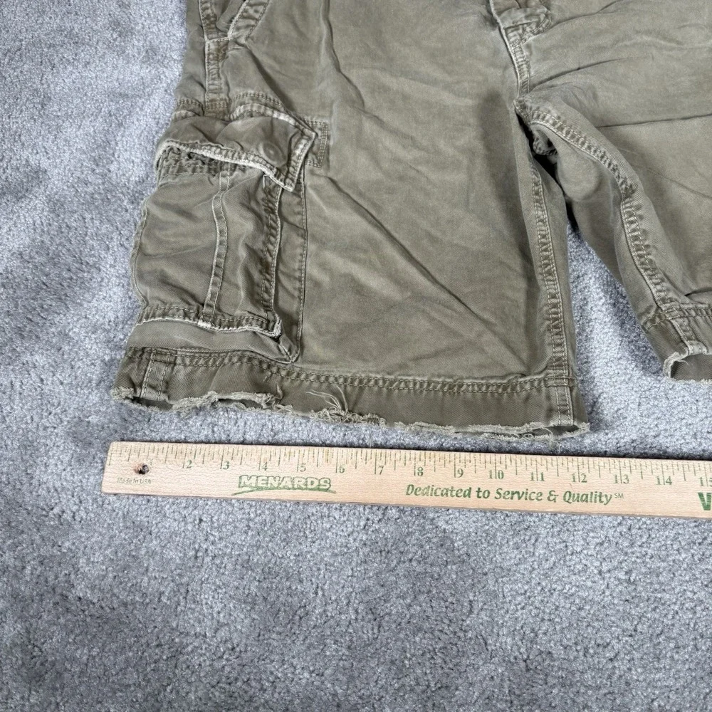 Vintage American Eagle Cargo Shorts Mens 36 Green Canvas Baggy Heavy Skater Y2K